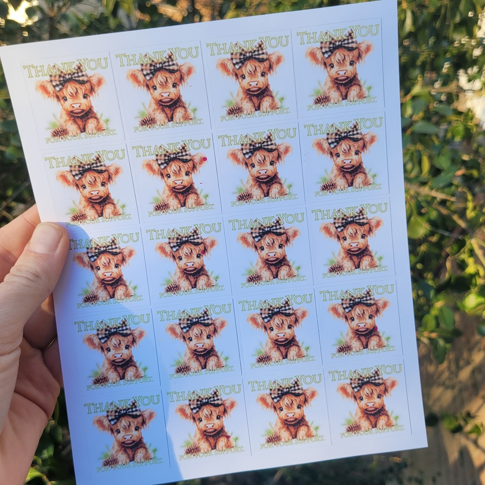 Cute Cow Thank You Stickers